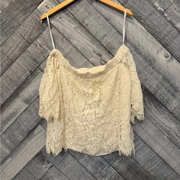 Jessica Simpson Cream Off Shoulder Lace Blouse. Boho Beachy Whimsical Fairy Core - Picture 3 of 8